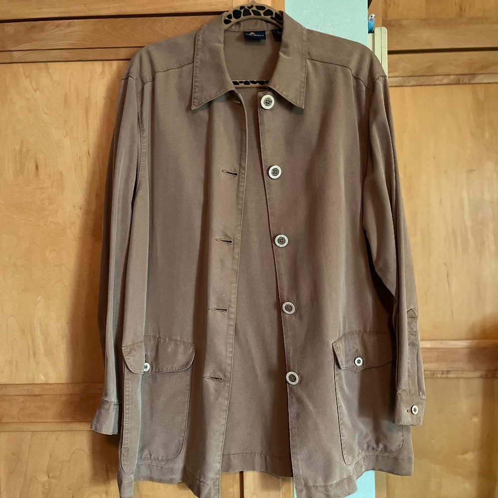 Lizsport Lightweight Unlined Jacket 100% Tencel  Dusty Walnut Tone   Size Small